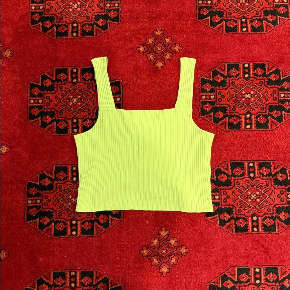American Eagle Outfitters Yellow Ribbed Crop Tank Top